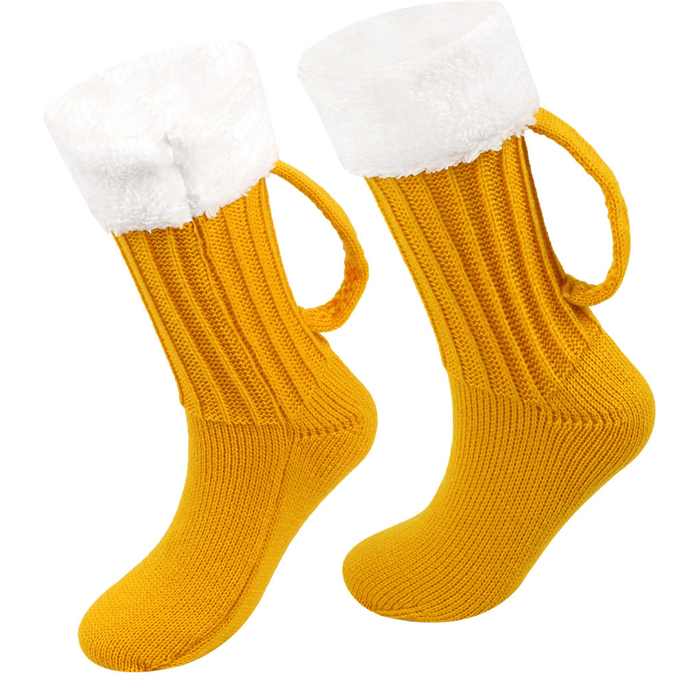 TEMU 1 Pair Of Beer Socks, Autumn/winter Knitted Floor Socks, Mid-calf Socks, Suitable For Parties, Carnivals, And , Halloween