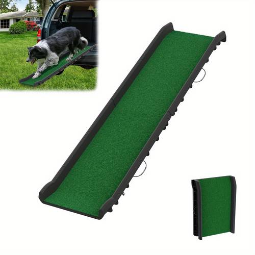 folding dog stairs with artificial grass non slip up to 90kg 156 x 40cm green car ramp dog boot ramp for pets entry aid