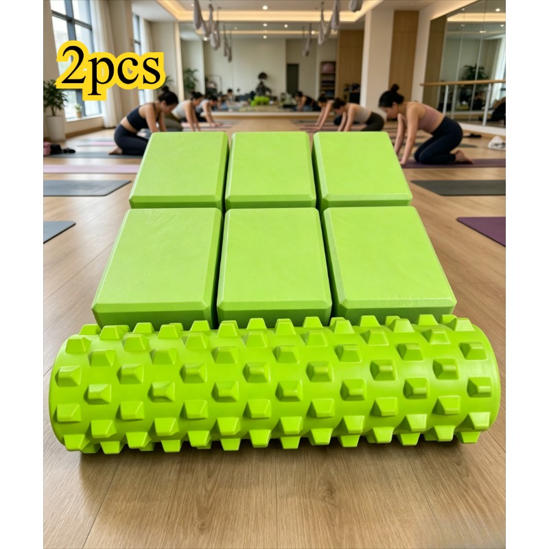TEMU Ensemble de 2 de yoga en mousse colorée pour femmes, style fitness vert | Violet, , améliore et multicolore | Convient pour le yoga, le Pilates,