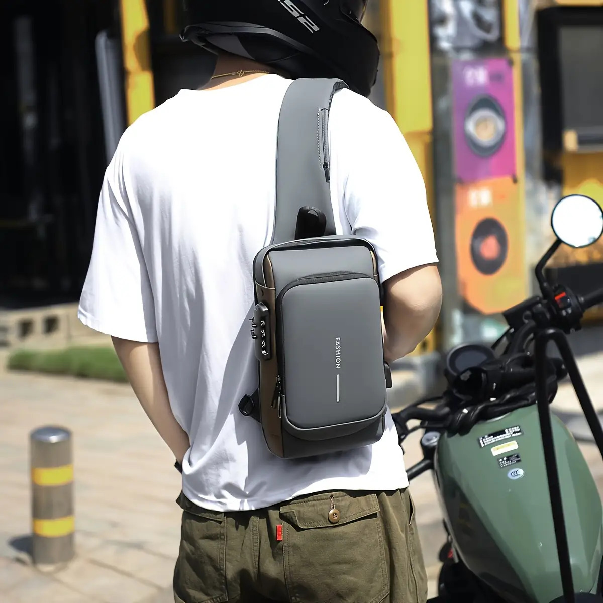 Anti-Theft Motorcycle Backpack with Lock