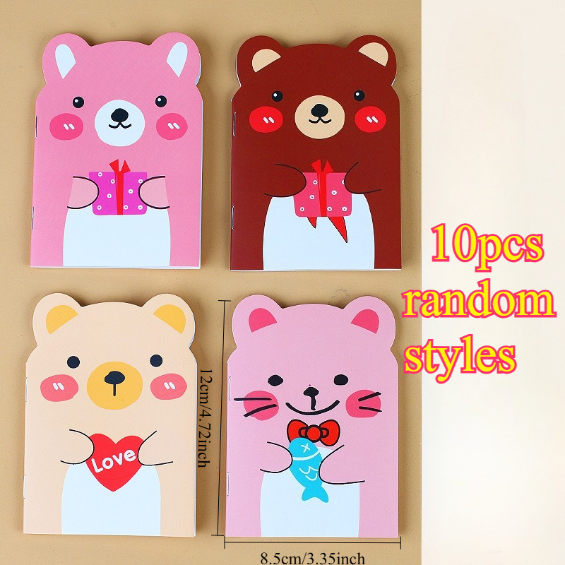 TEMU 10pcs, Assorted Styles Little Bear Notebooks, Pocket Notebooks, Mini Notebooks, Cartoon Softcover Notebooks, Cute Little Bear Animal Notepads,
