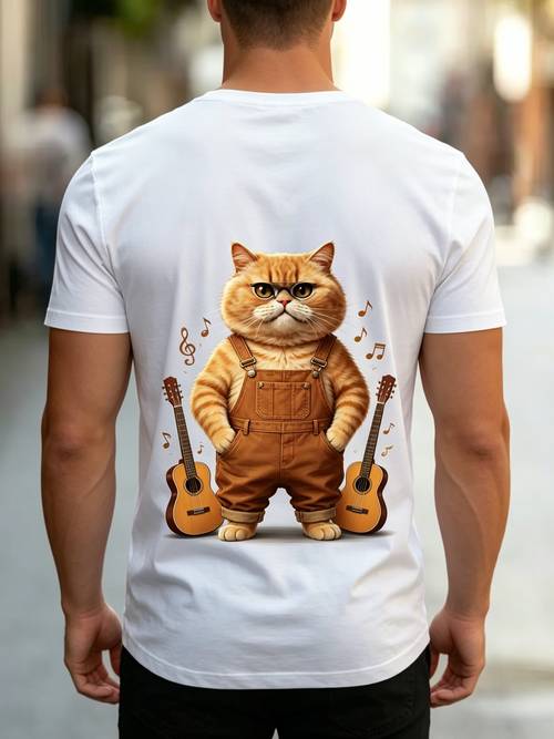 printed design not textured music guitar print plus size mens short sleeve t shirt extra loose neck casual summer mens top plus size