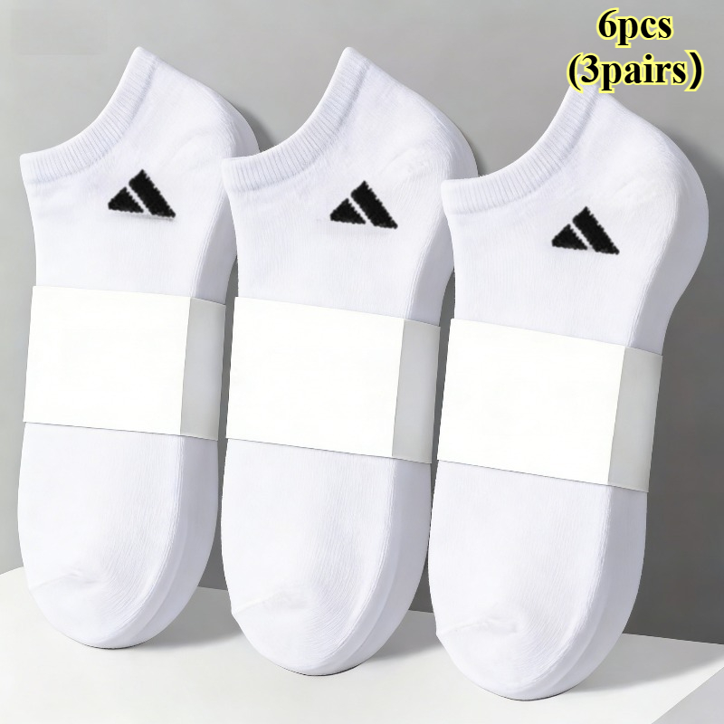 TEMU Random Color 6pcs/3 Pairs Unisex Athletic Casual Socks - Simple And Versatile Solid Ankle Socks, Including Black, White, And Gray -