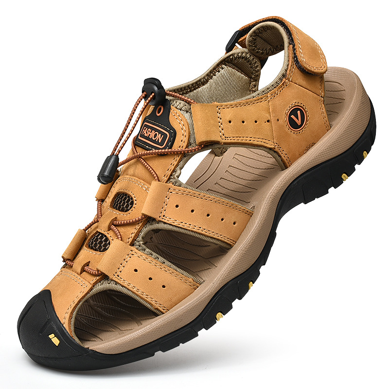 Men\'s Brown Sport Sandals Outdoor Hiking Sandals Closed Toe Leather Athletic Men main image 2