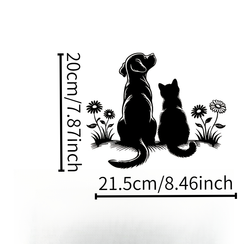 TEMU 2D平面 犬と猫のアクリル作品 - タンポポのある美しい風景 黒い装飾飾り板 リビング・寝室・バルコニー用 - 屋内/屋外のレーション 動物愛好家への最適な贈り物 ファームハウススタイル 猫の装飾