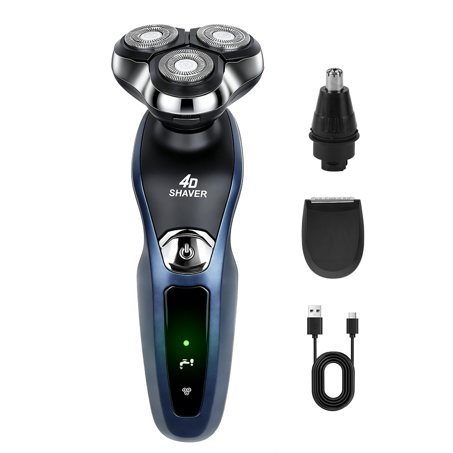 TEMU Men's 3-blade Electric Shaver, Usb Charging, Can Choose To Add Hair Clipper, Nose Hair Device, Sideburns Knife And Other Additions Combination