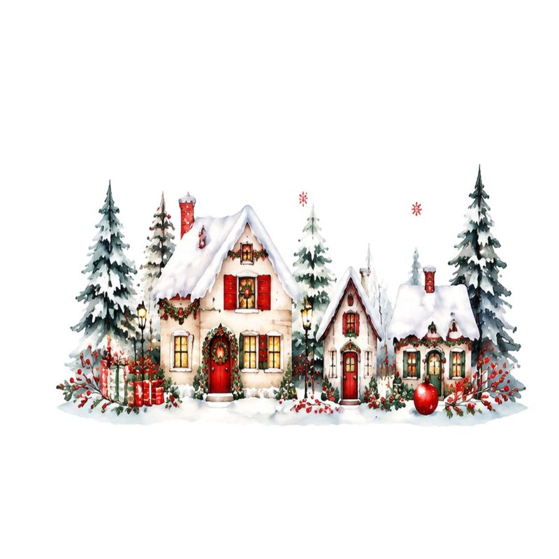 TEMU 2d Flat, 1pc 2d Flat Pattern Decal, Christmas Window Sticker, Window Flower, Glass Decal, Window And Door Decorative Sticker, Winter Snow Scene