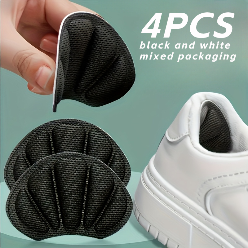 TEMU 4 stuks hielkussens (2 stuks per kleur, zwart en wit) zijn zelfklevende, antislip beschermkussens die het schoencomfort verbeteren, ideaal voor
