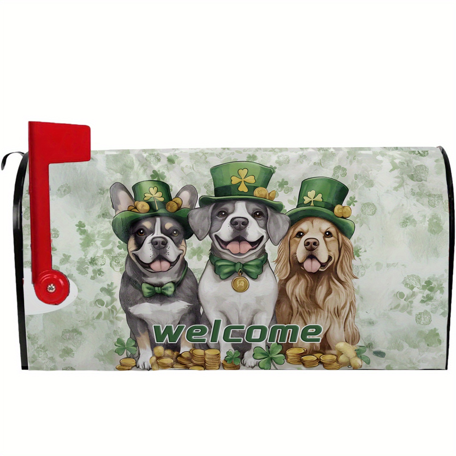 

1pc, 's Day Mailbox Cover, Waterproof Polyester, Spring Theme, Garden Yard Home Decor, Magnetic Welcome Sign With Dog