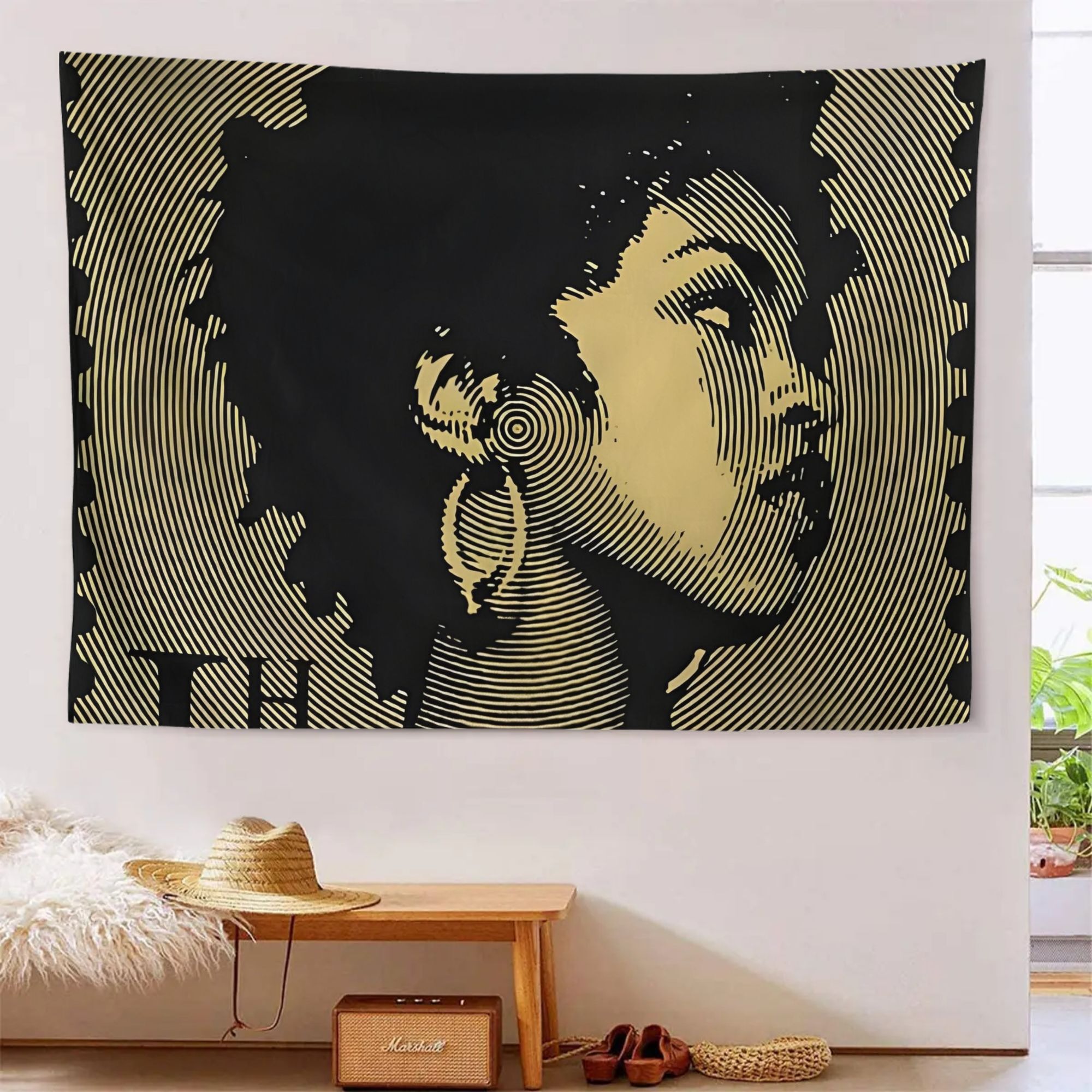 TEMU 1pc Singer Hill Modern Vertical Tapestry Suitable For Living Room & - Vertical Wall Hanging With Free Installation Kit, Minimalist Aesthetic,