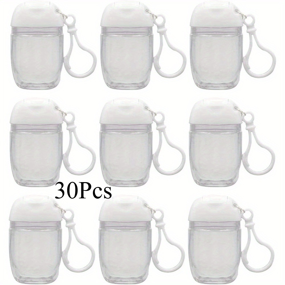 TEMU 30pcs Portable Transparent Empty Bottle Hook-type Keychain - Leak-proof , Reusable Cosmetic Containers, For Hand And Lotion, Reused, Travel,