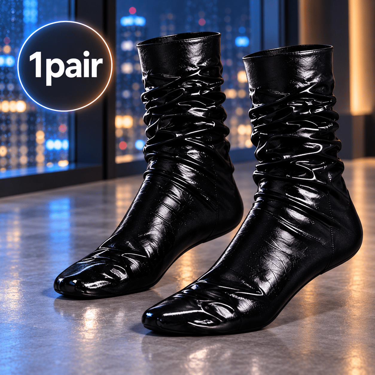 TEMU 1 Pair Shiny Ruched Slouch Socks, Comfortable Women's Autumn Winter College Skirt Socks