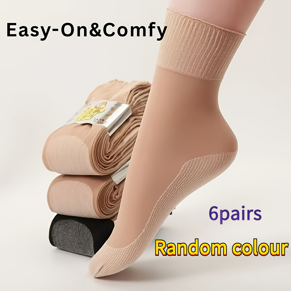 TEMU 6-pair Random Color Compression Socks, Ultra-loose And Unrestrictive, Lightweight, Breathable, And Anti-slip. Elastic Open-toe Design For Easy ,