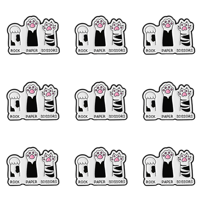 TEMU 9pcs Paper Scissors Brooch Cartoon Cute Cat Claw Badge Unique Enamel Alloy Brooch Clothes Backpack Accessories Unique Gifts For