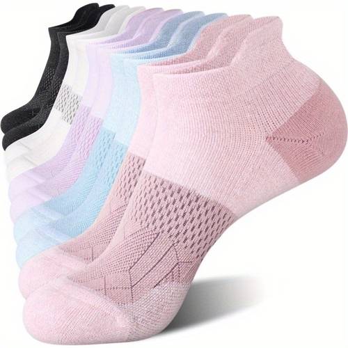 5 pairs womens ankle athletic socks cushioned low cut tab breathable polyester sports socks for running and activities low cut sock
