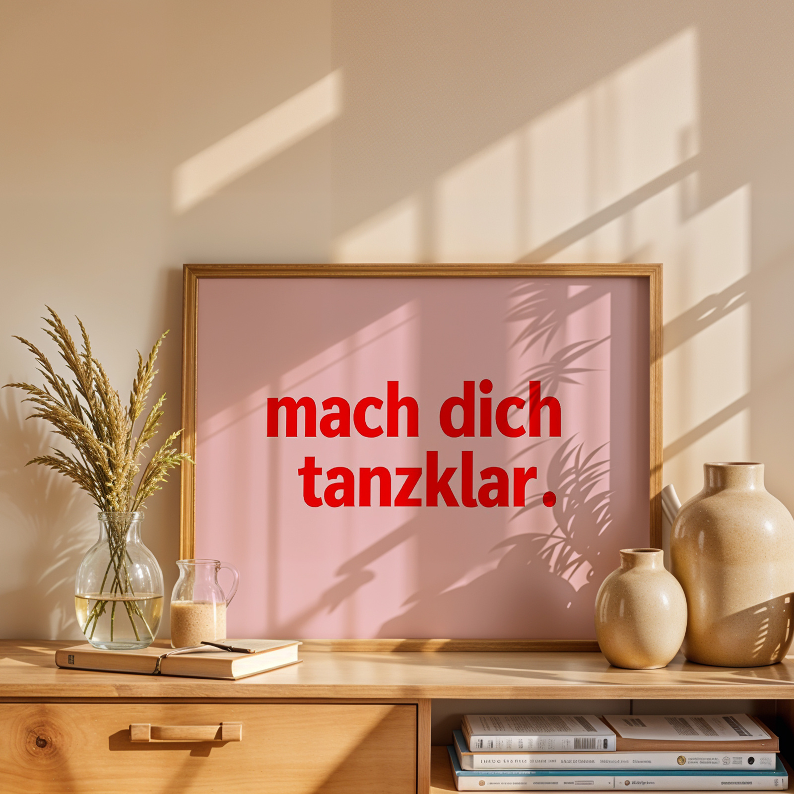 E-shop 1 Stück Deutscher Tanz-Thema "Danst du klar?" (Tanz) Rosa Bohemian Wandkunst Poster - Ungerahmt, Fertig zum Aufhängen, Deutscher Satzdruck für