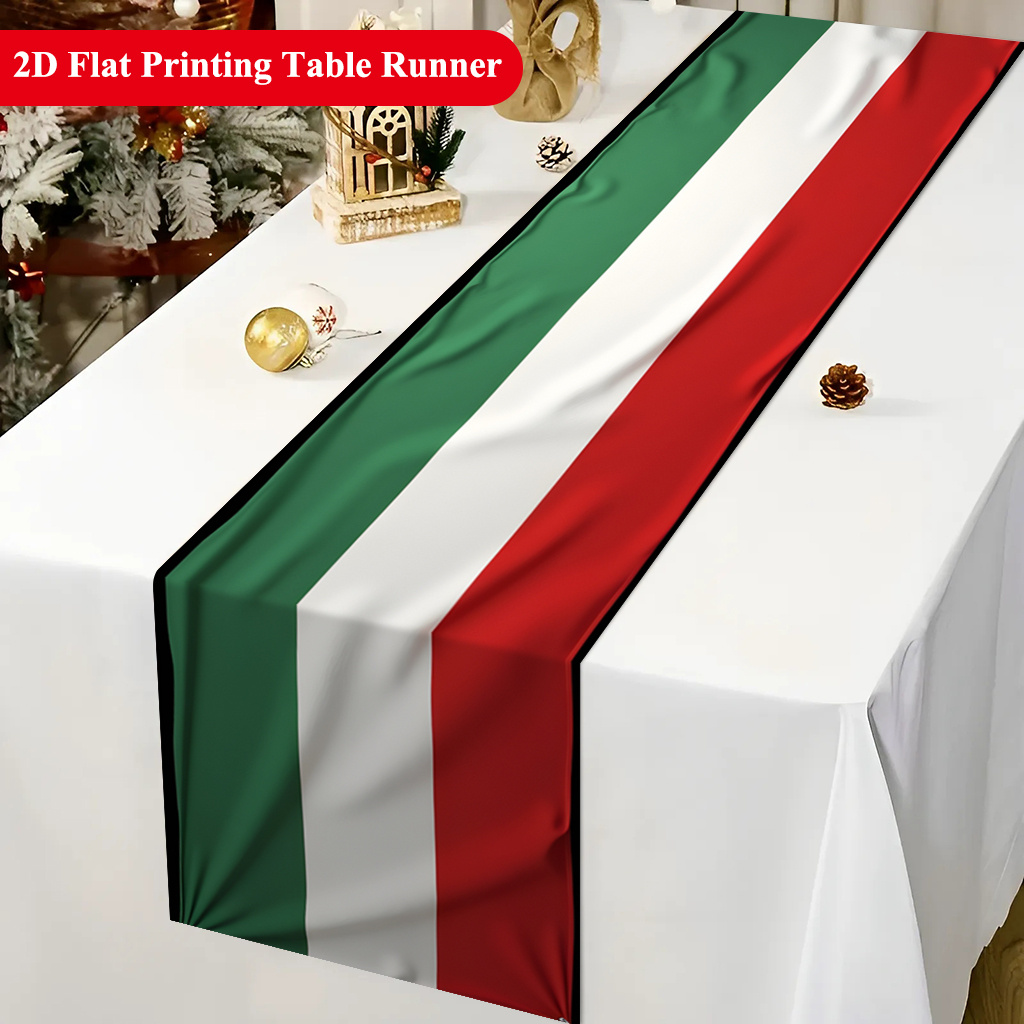 TEMU 1pc, Chemin de table 2D, Chemin de table drapeau italien en polyester, Nappe de fête , Décoration italienne, Chemin de table en tissu de