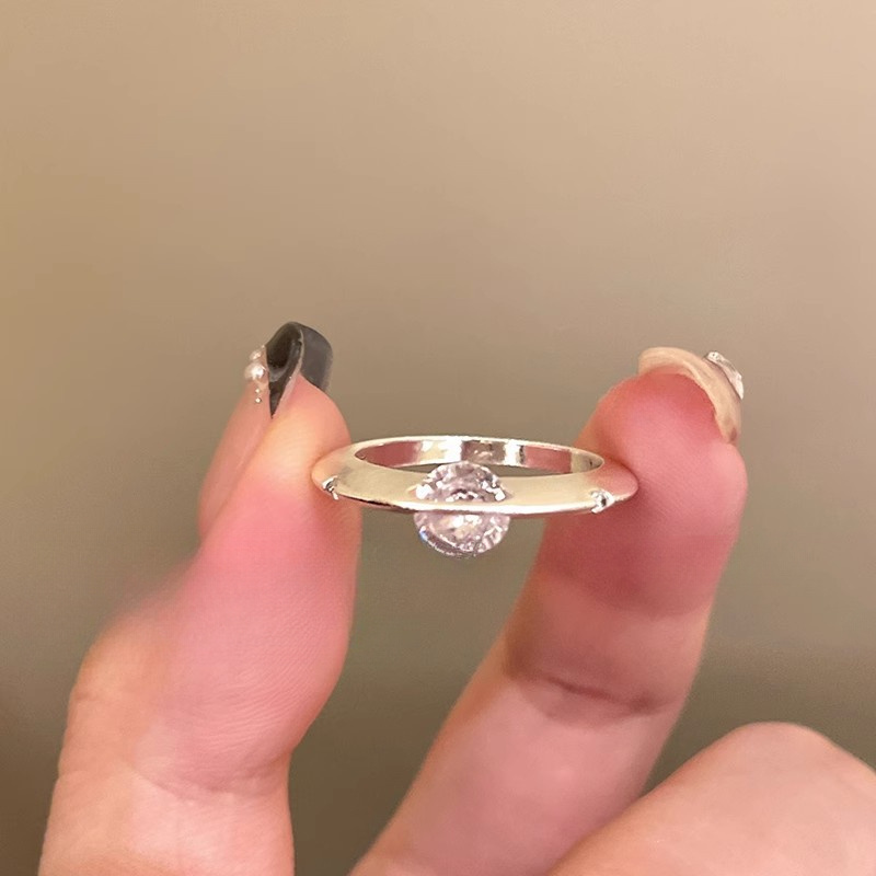 rotating zirconia planet surrounds zirconia ring exuding a fashionable and high end   for women finger ring is fashionable simple and niche   Product details 2