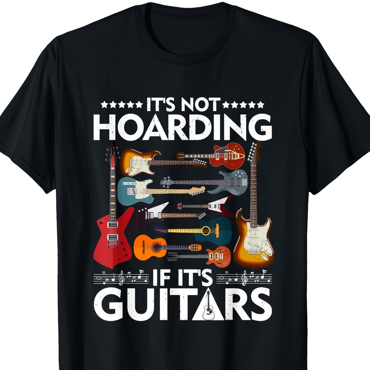 

100% Cotton Guitar-themed T-shirt For Musicians, Breathable Crew Neck Short Sleeve Tee, Machine Washable - Spring/autumn, 220g,