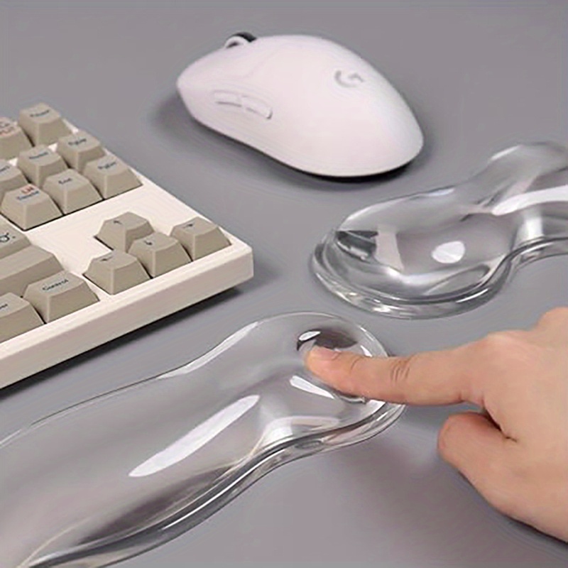 2pcs ergonomic keyboard mouse wrist rests transparent soft plastic wrist pads for gaming office comfortable wrist support for pain   computer accessories typing support durable material smooth texture remote workers Product details 0