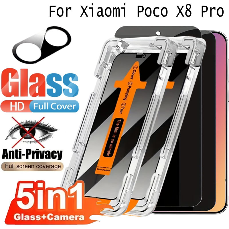 TEMU 4pcs Anti-peep Tempered Glass Screen Protectors And 1pc Camera Lens Protector, Made Of Hd Tempered Glass, Designed For Xiaomi Poco X8 Pro/x8 Pro