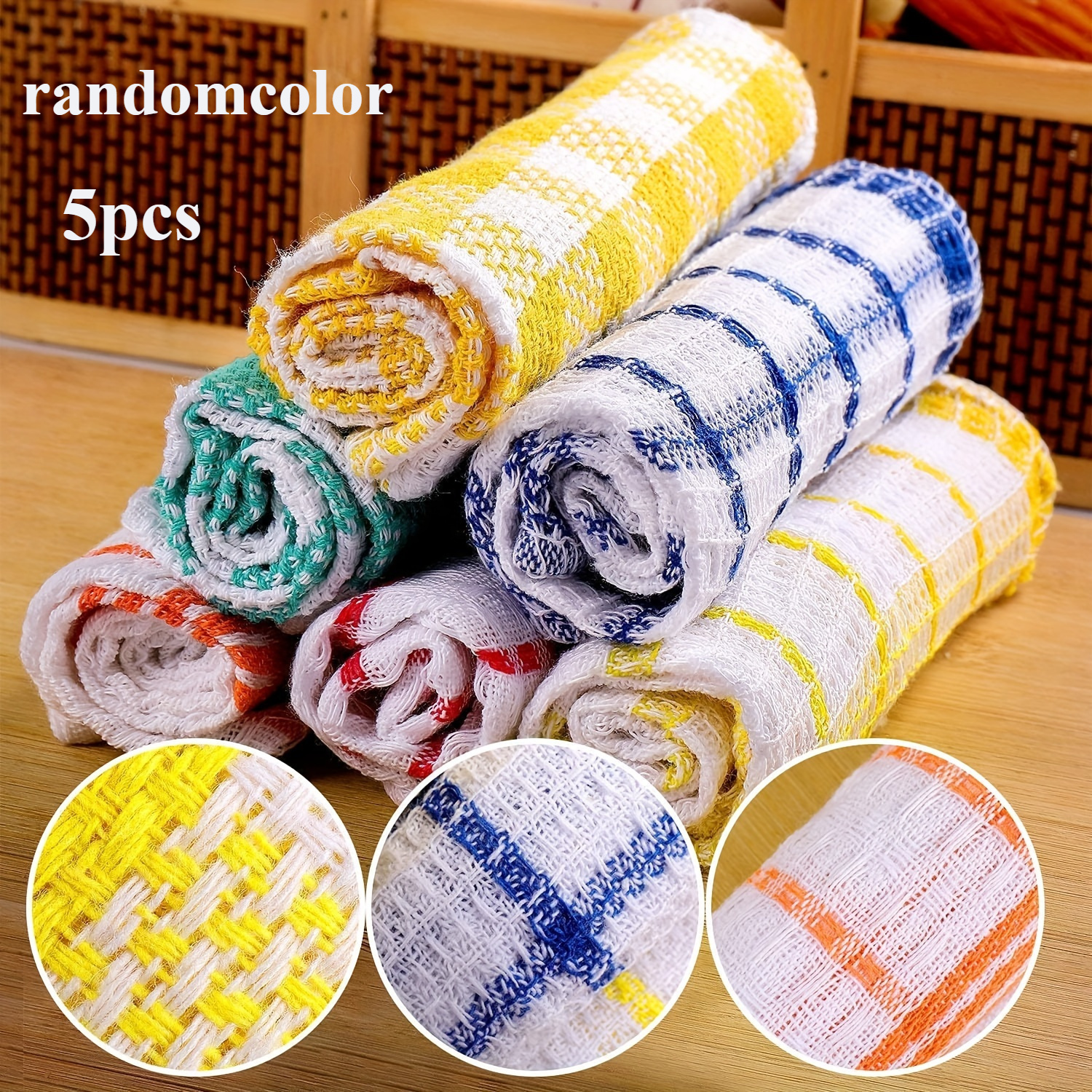TEMU 5pcs Pack Waffle Weave Dish Cloths Suitable For Cleaning & Drying, Quick-dry Absorbent Kitchen Towels With Waffle, Space-themed Square