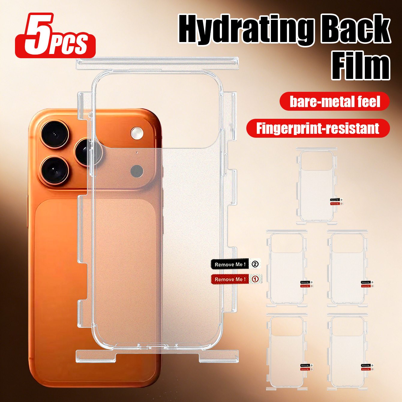 TEMU 5pcs Side Protection Frosted Back Film For Iphone 18 Fully Wrapped Hydrogel Film Back Cover Protection For Iphone Air 15/16 Plus 17pro,