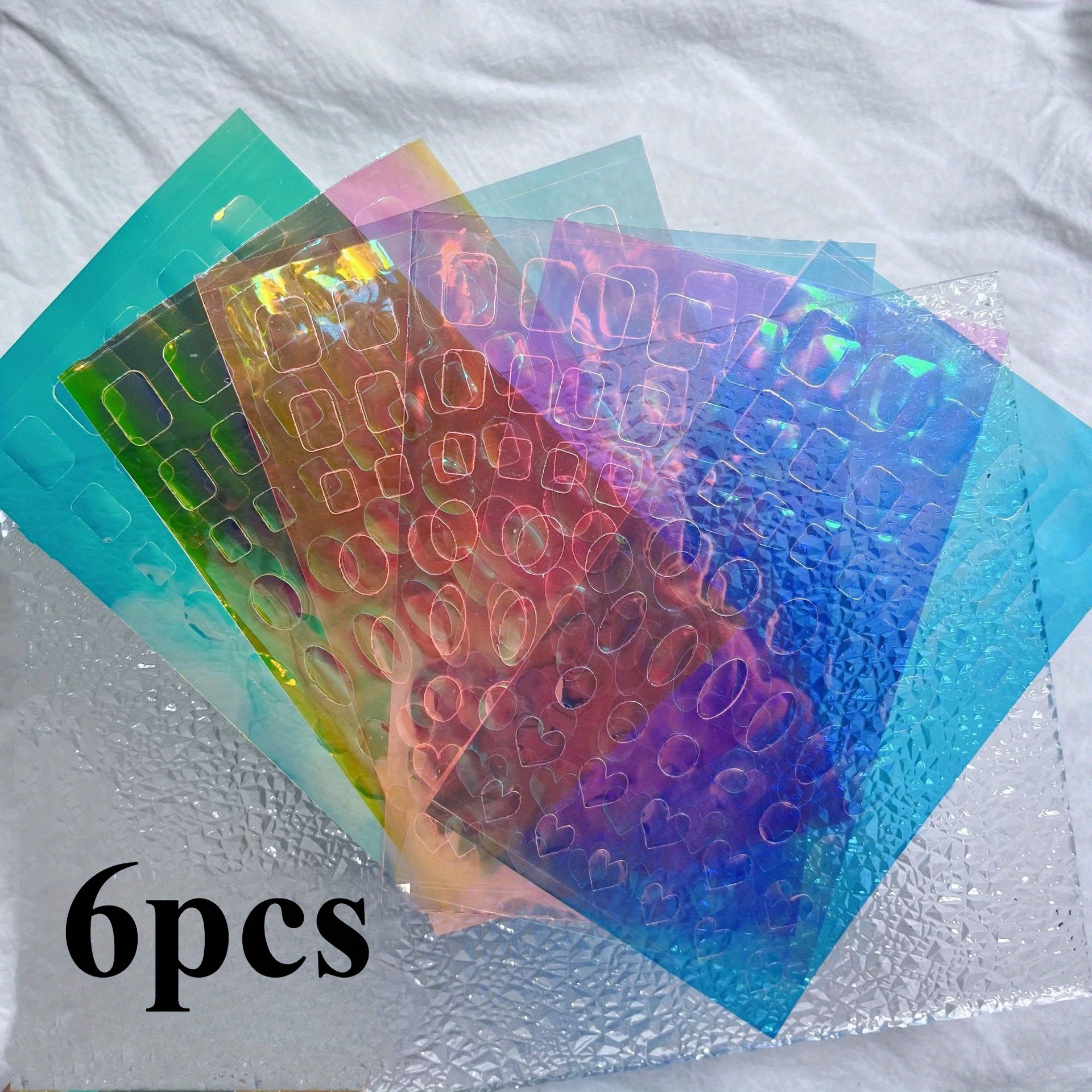 E-shop Aurora Glasfolie Transfer Nagelsticker, Holographische Eiswürfel Zellophan-Transferfolien für Nagelschmuck, Maniküre-Zubehör für Frauen