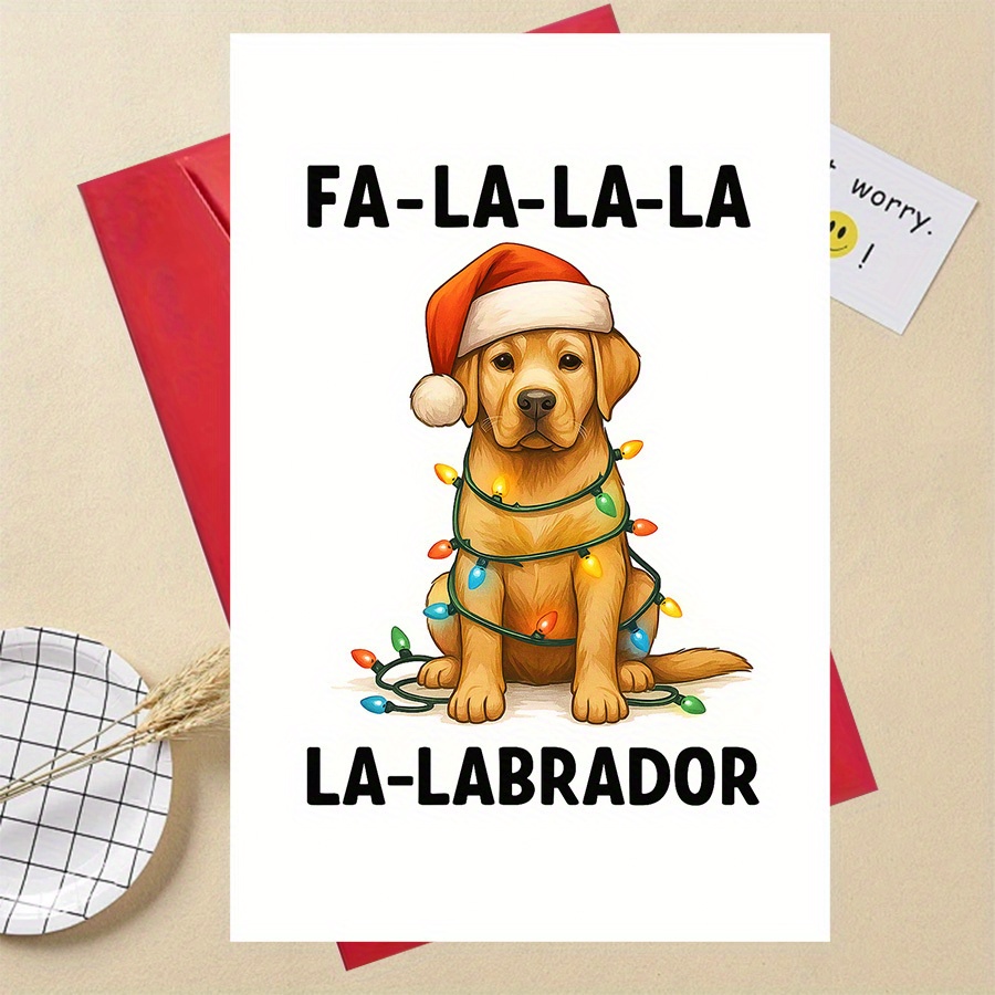 TEMU 1pc Lustige Geschenkecute Labrador Christmas Card With Festive Lights And Santa Hat Perfect For Dog Lovers Holiday Greetings And Seasonal Gift