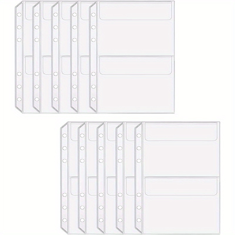 Set Of 10 A5 Binder Pockets With 6 Holes, Made Of Translucent Pvc, Perfect For Organizing Jewelry, Cash, Photos, And Cards