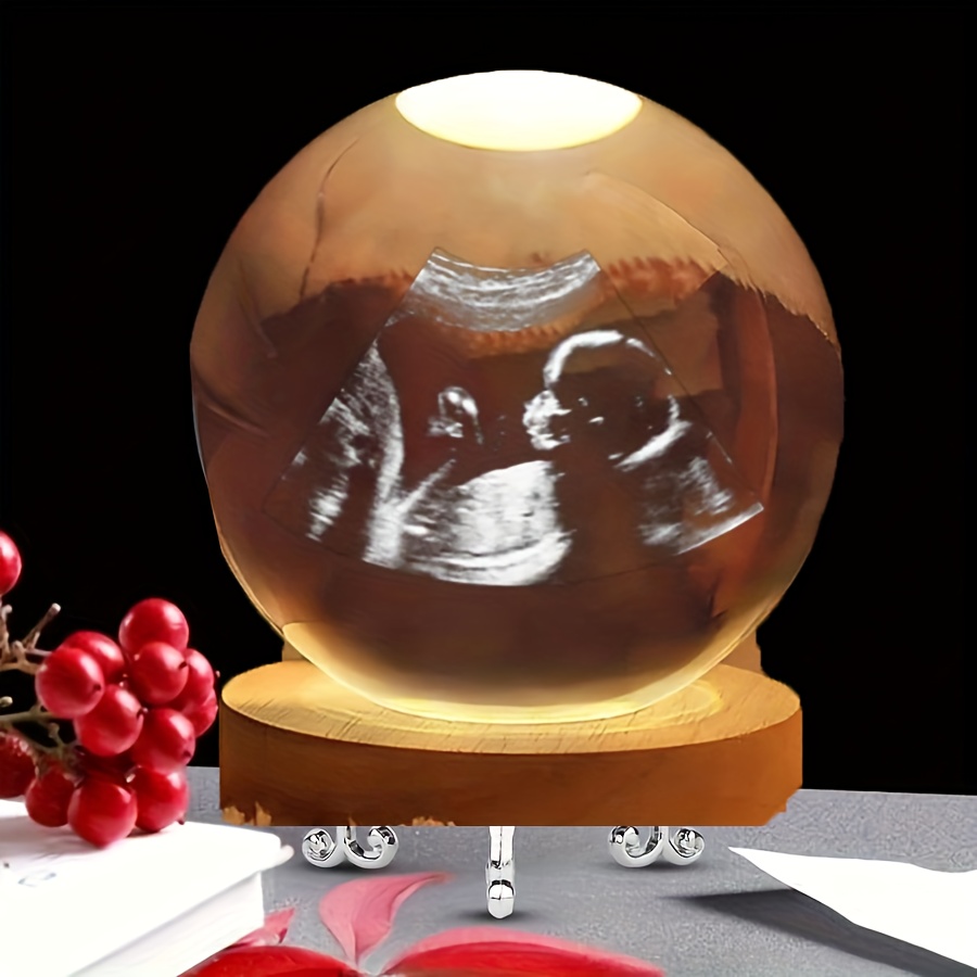 TEMU 1pc Personalized Custom Ultrasound Photo Crystal Ball, Ultrasound Image Crystal Ball, Pregnancy Gift For , Gift For Expecting Mothers, Best Gift