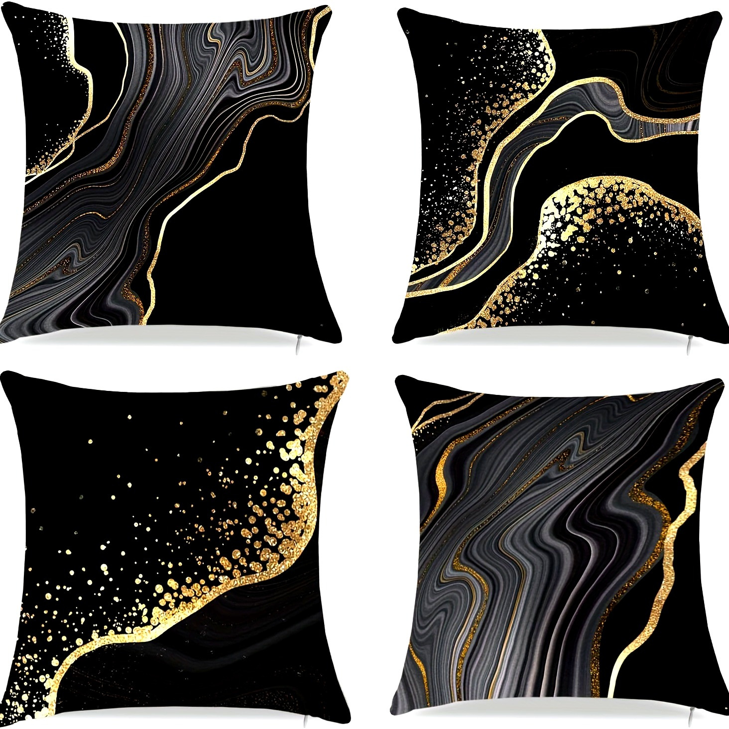 

4pcs/1pc, Geometric Style, Black With Texture , Soft And Skin-friendly Cushion Cover, 100% Polyester Material Suitable For Room Sofa And Room Types, 45x45cm, Without Pillow , College Style