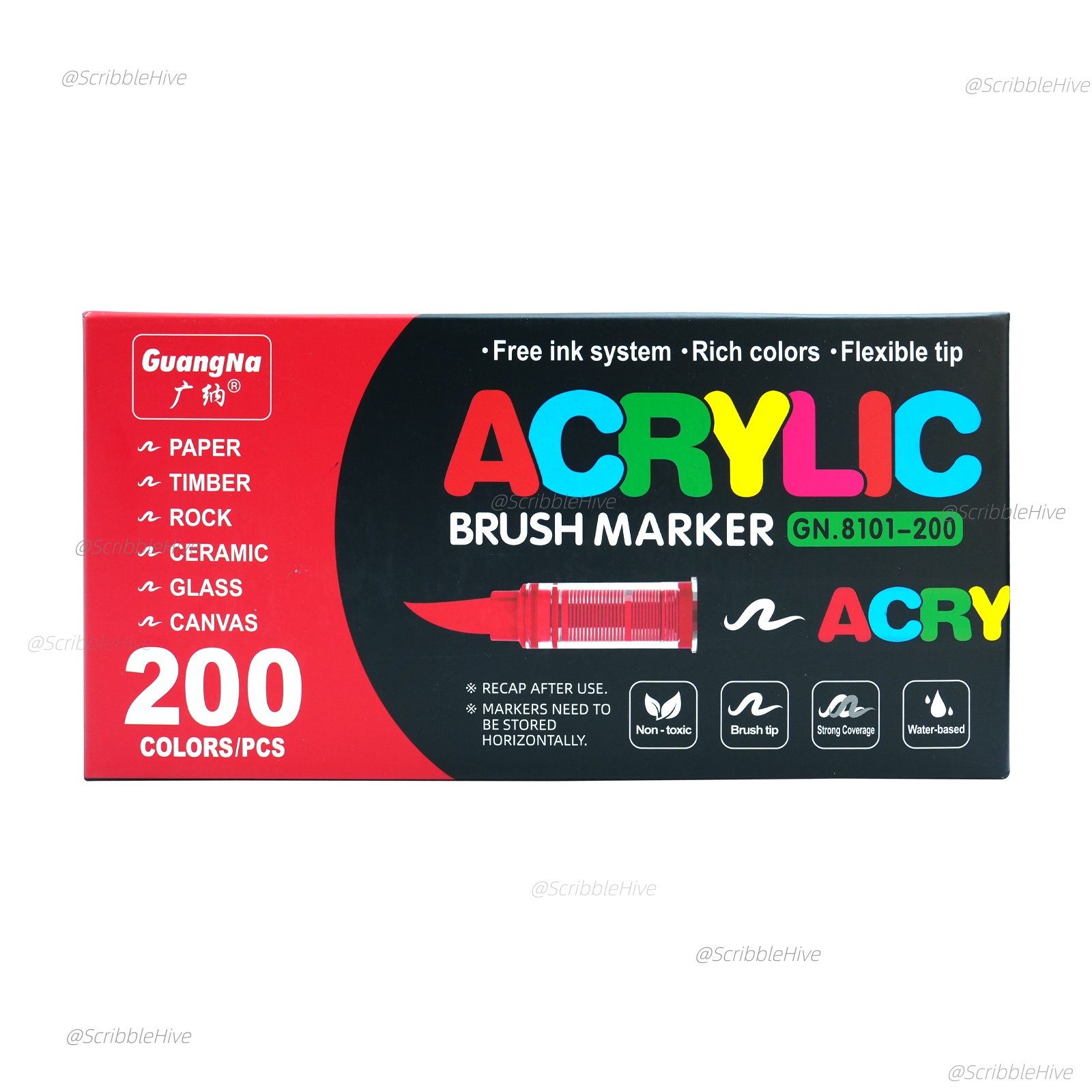 TEMU GUANGNA 200 Marqueurs Acryliques de Couleurs, Stylos à , Marqueurs de Peinture Acrylique à Flux Fluide, Stylos de Peinture pour Pierres, Bois,