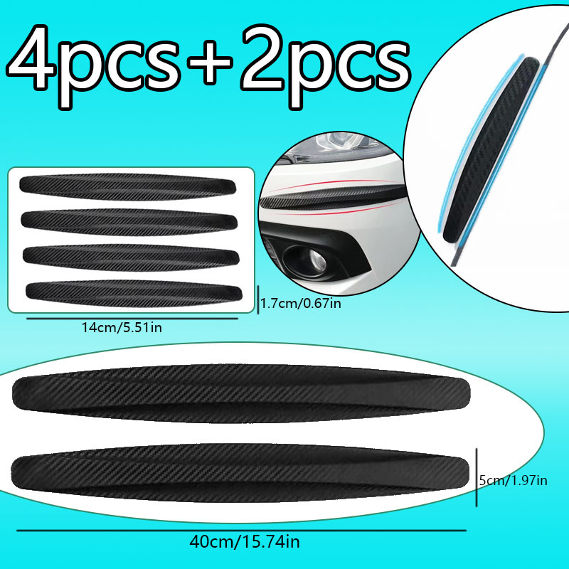 6pcs Universal Car Bumper Protectors | Pvc Carbon Fiber Pattern, Scratch Protection For Front And Rear Corners, Additions