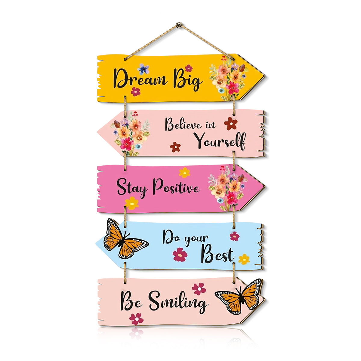 TEMU 2d Flat - 1 Set Of 2d Colorful Wooden Arrow Inspirational Wall Hanging Decoration, 