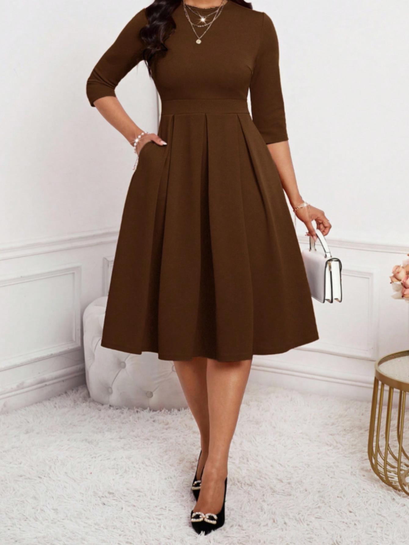 brown dress sold on Temu United States