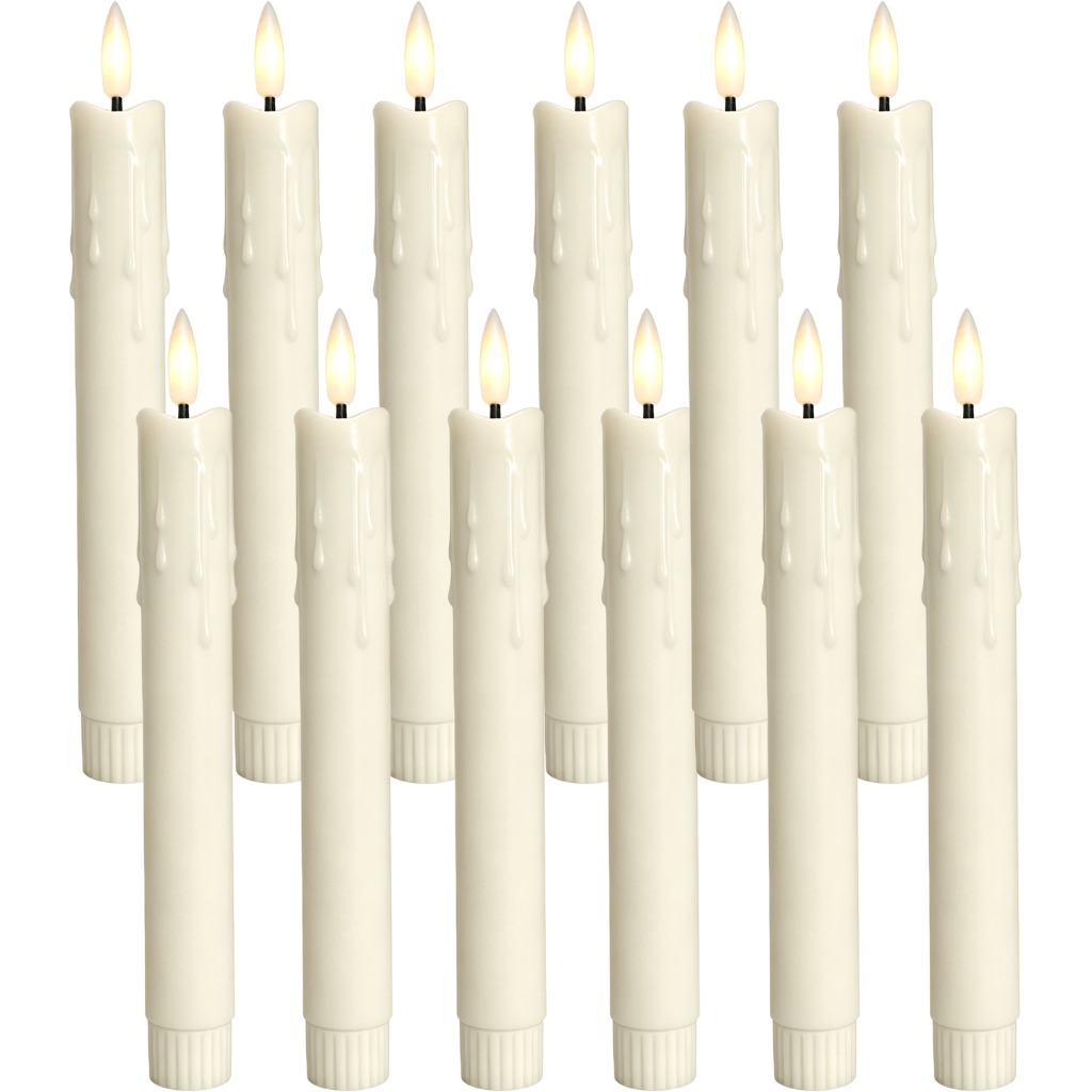 TEMU 12-Pack Vlamloze LED Kegelkaarsen, Realistisch Druppelend Kaarsontwerp, Twinkelende Lichten, Sfeervolle Decoratieve Kaarslampen, Geschikt voor