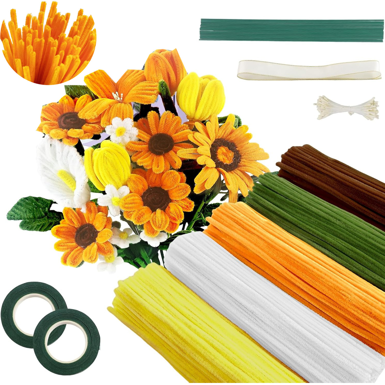 Creative Floral Craft Set 450 Pipe Cleaners Chenille Stems, Pipe Cleaner Kit For Handmade Flower Decorations, Perfect Gift For Craft Enthusiasts
