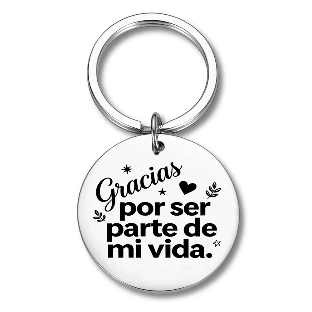TEMU Llavero de acero inoxidable de 1 pieza con grabado "Gracias por de ", anillo para llaves, regalo de , de amor, llavero de metal, mensaje de
