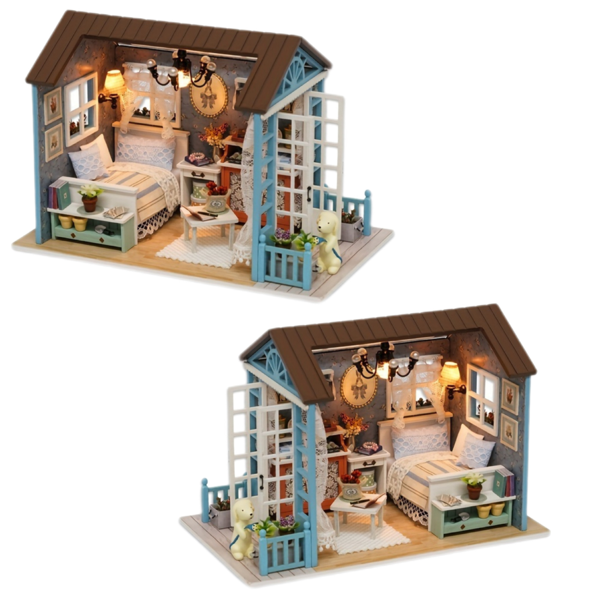TEMU 1pc Diy Miniature House Kit, Wooden Doll House, Doll House Kits For Adults To Build, 3d Wooden Puzzle Bookend, Craft Handmade Toy, Luxury Kit/