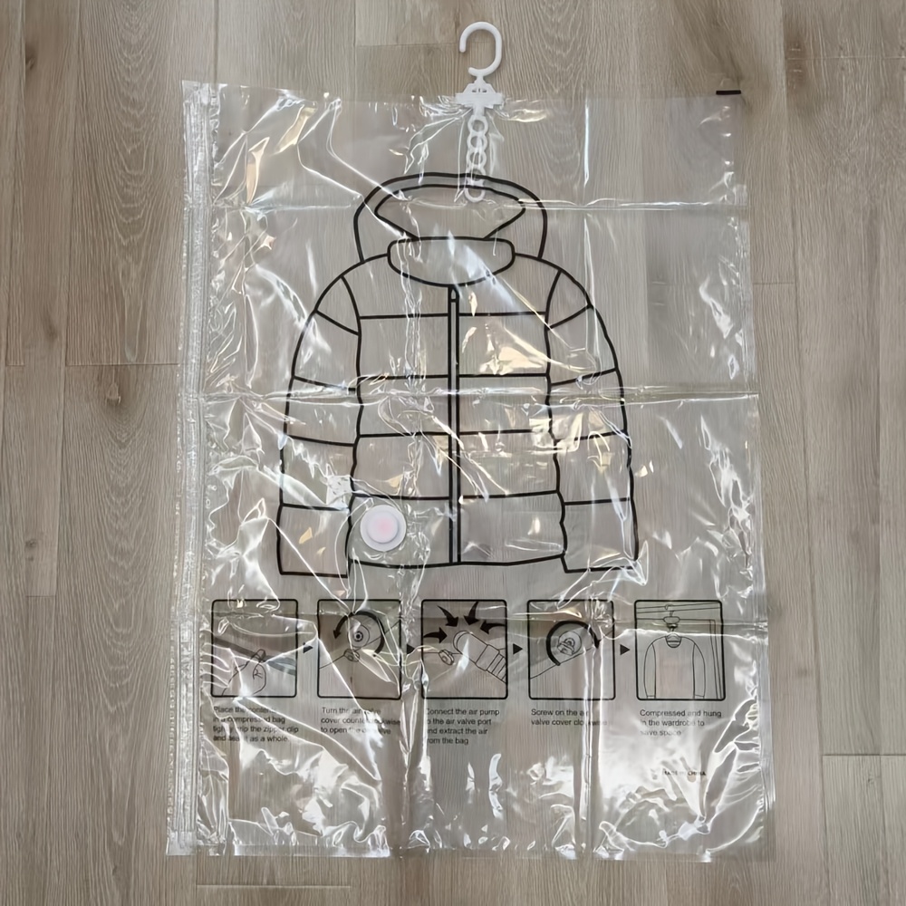 [5 Hooks Vacuum Bag] 5 Hooks Extra Large Hanging Vacuum Compression Storage Bag| To 10pcs Of Clothing, Thickened Material, Elongated Shape, No Electricity Needed