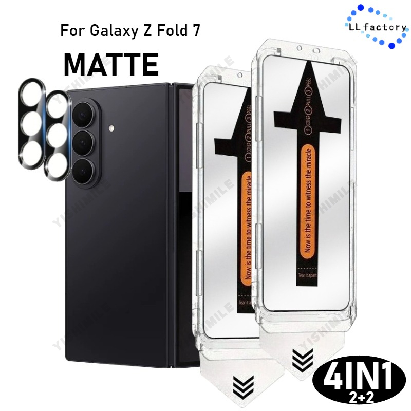 TEMU 4in1 2pcs Hd Matte Frosted Tempered Glass Screen Protector 2pcs Lens Protective Film, Suitable For For Galaxy Z Fold , 9h Hardness, Full