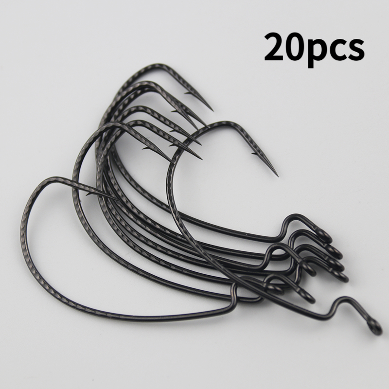 TEMU 20 Piezas de Anzuelos Crank de Vientre Ancho con Kirin, Acero al Carbono , Texas Rig, Anzuelos para , Tamaño Grande para y Pez Mandarín, Jigging