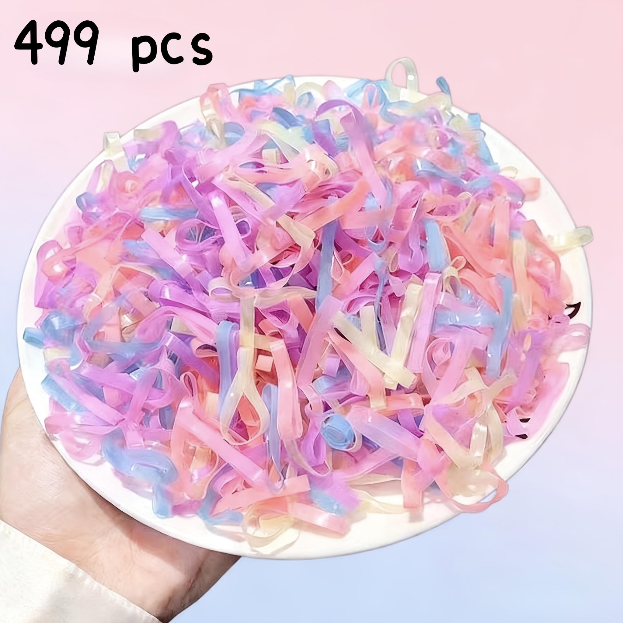 TEMU 499pcs Jelly-colored Women's Hair Ties, 1 Pack Lasts A Year, Suitable For Dates And Parties