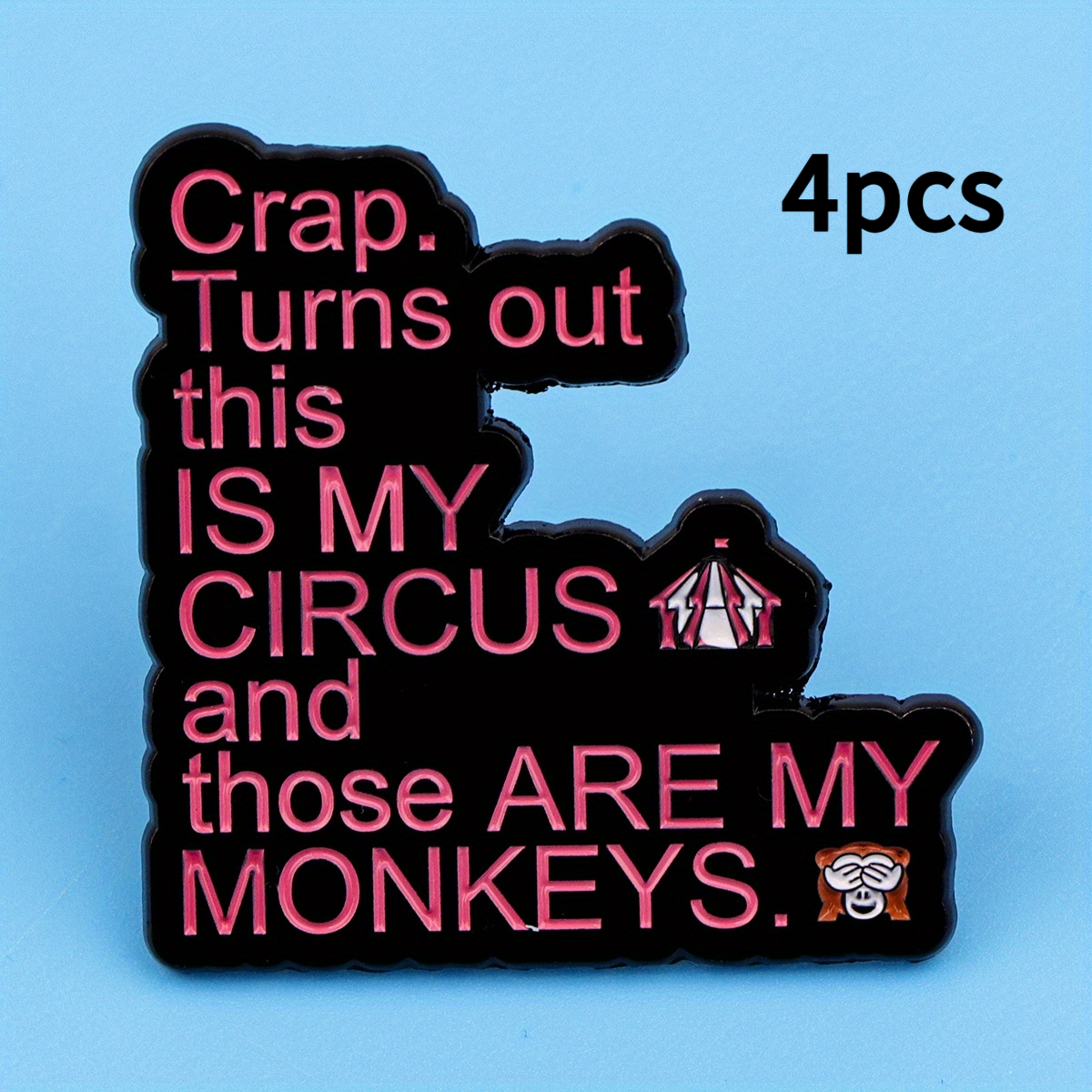 TEMU Broche en acrylique " cirque, c'est mes " - Design humoristique de tente de cirque et de de dessin animé, convient aux sacs à dos, à la trousse