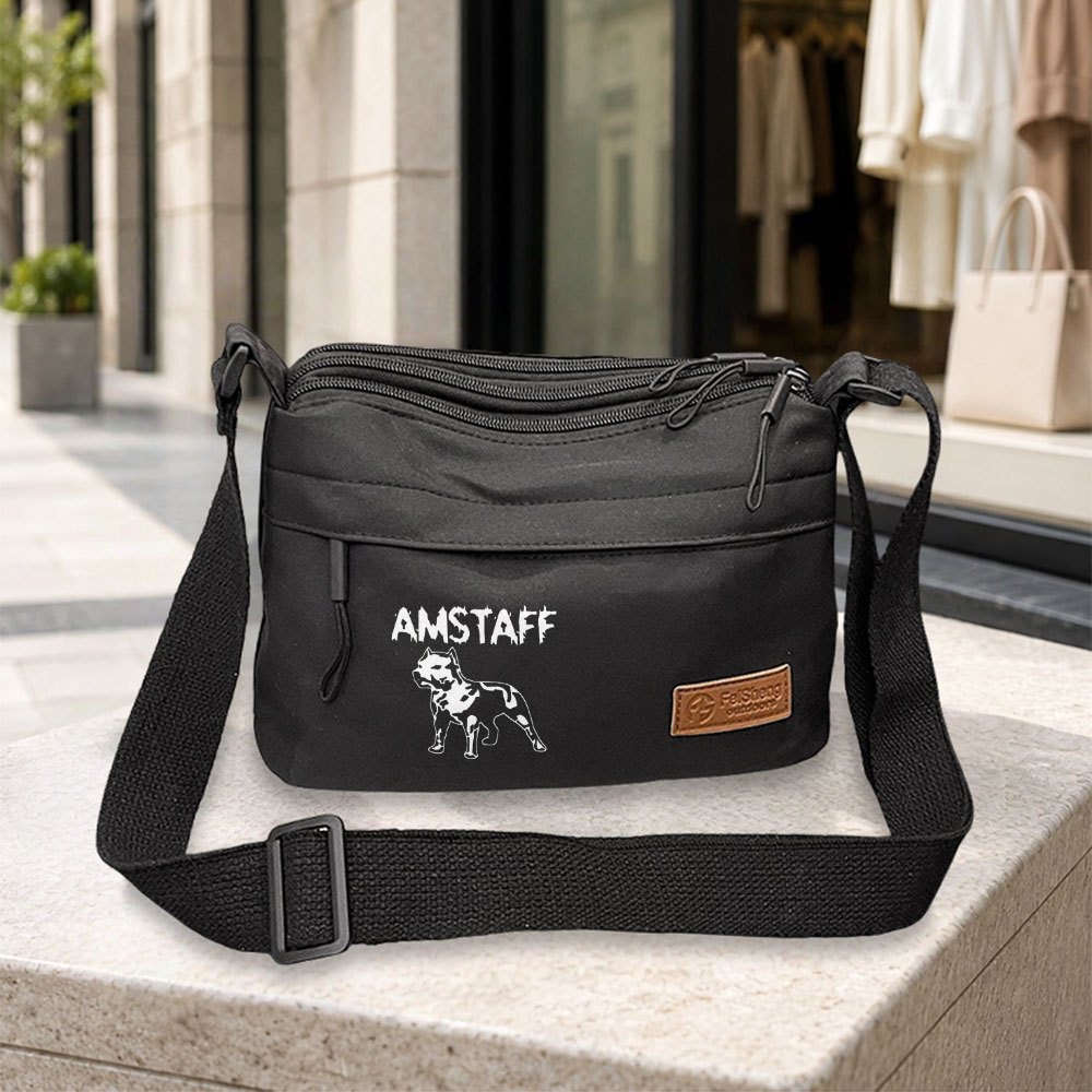 TEMU 1pc Dog Print Men's Crossbody Bag, Casual All-match Shoulder Bag With Adjustable Strap, Multi-pocket Storage, Suitable For Daily , Travel,