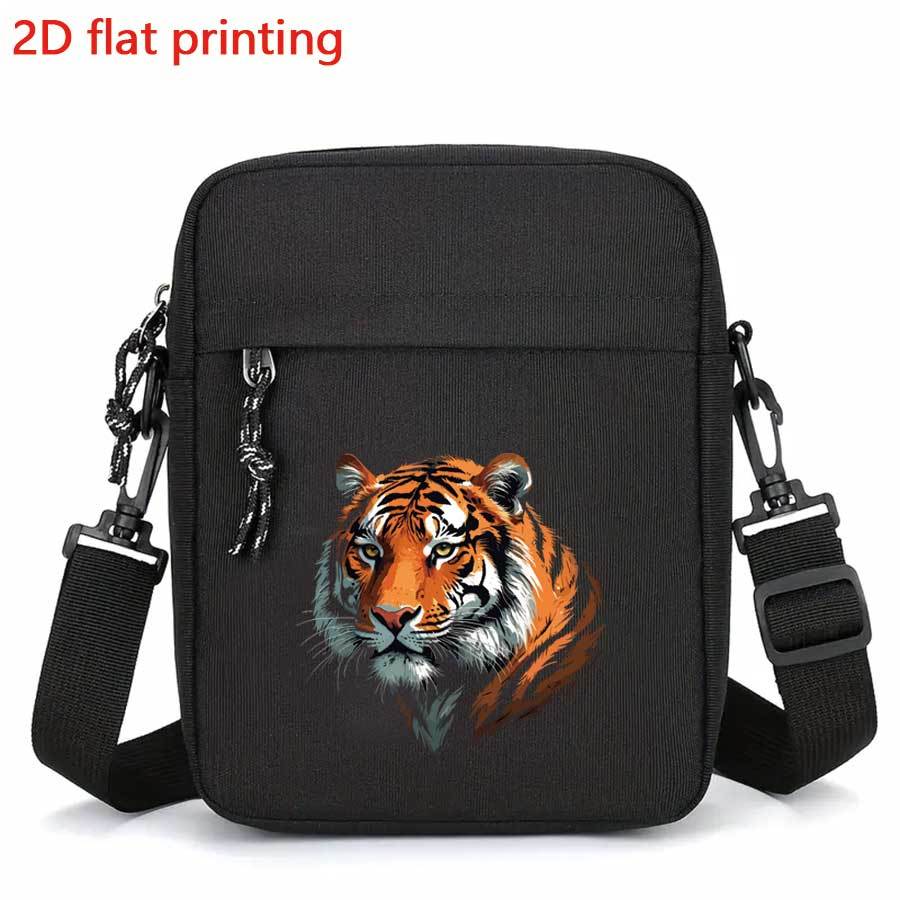 TEMU 1pc Heren Sportieve Mini Oxford Schoudertas met Tijgerprint en Verstelbare Band - Duurzame Polyester Voering, Makkelijk Schoon te Maken Casual