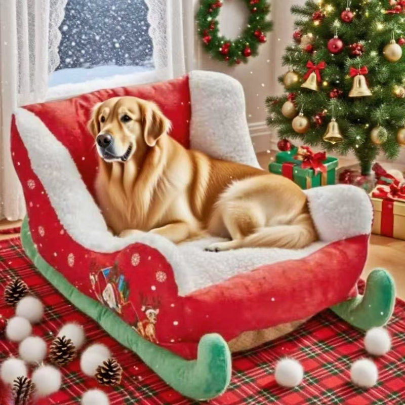 christmas   bed cozy winter pet bed for small to medium dogs soft removable washable polyester nest with festive holiday design   sleeping area for pets dog bed for christmas Product details 1