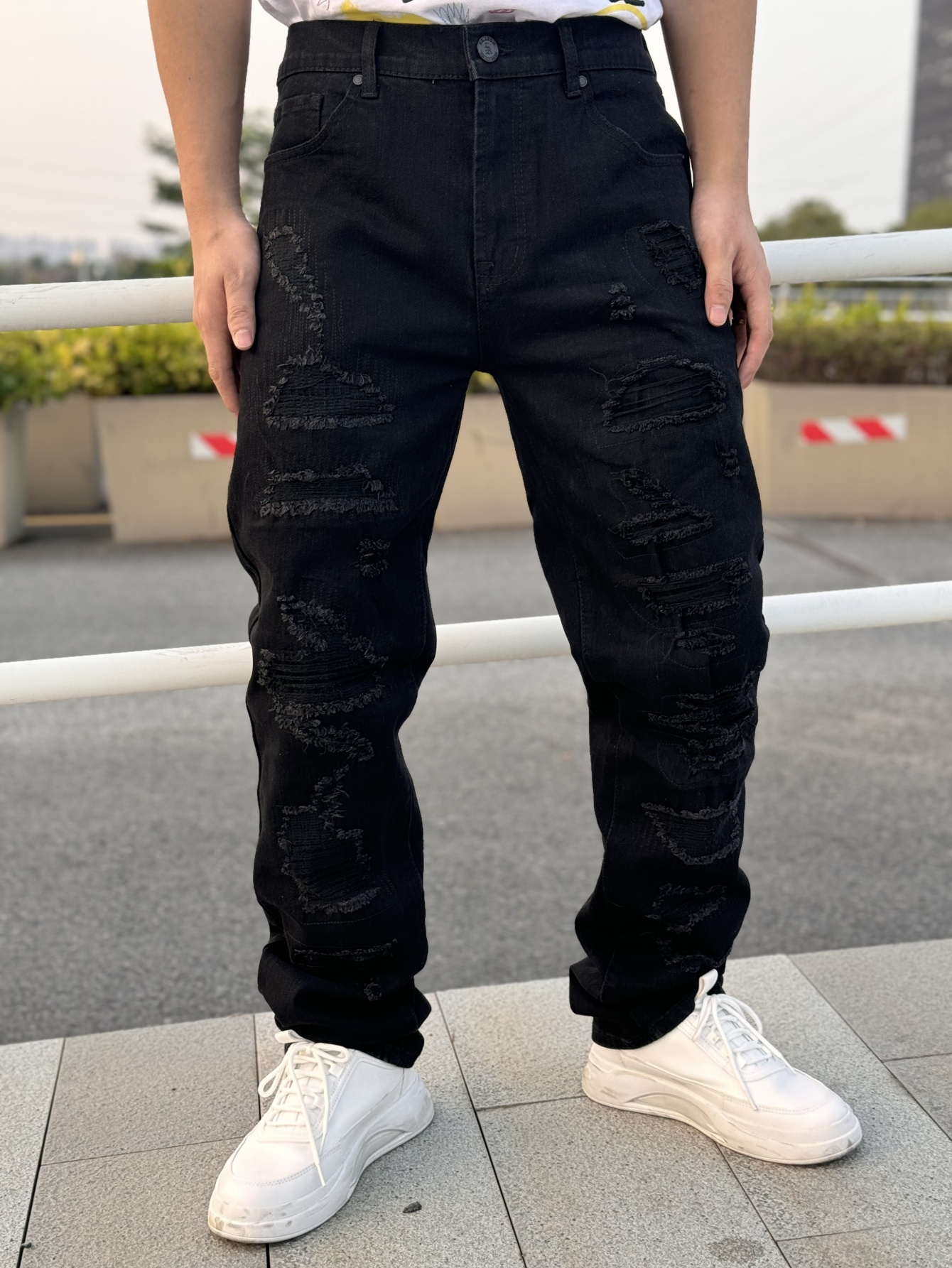 mens fit vintage style black jeans diamond patch Temu
