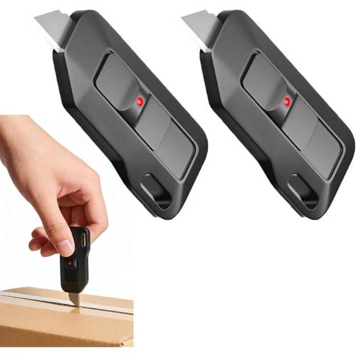cutter 2 pack with automatic blade letter opener and quick change retractable knife home and office use with built in durable ceramic